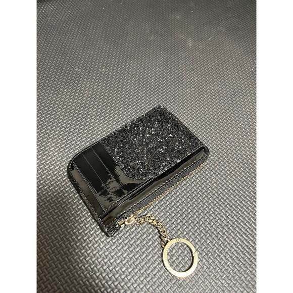 KATE‎ SPADE NEW YORK ODETTE SMALL L-ZIP BLACK GLITTER CARD HOLDER - Picture 3 of 8